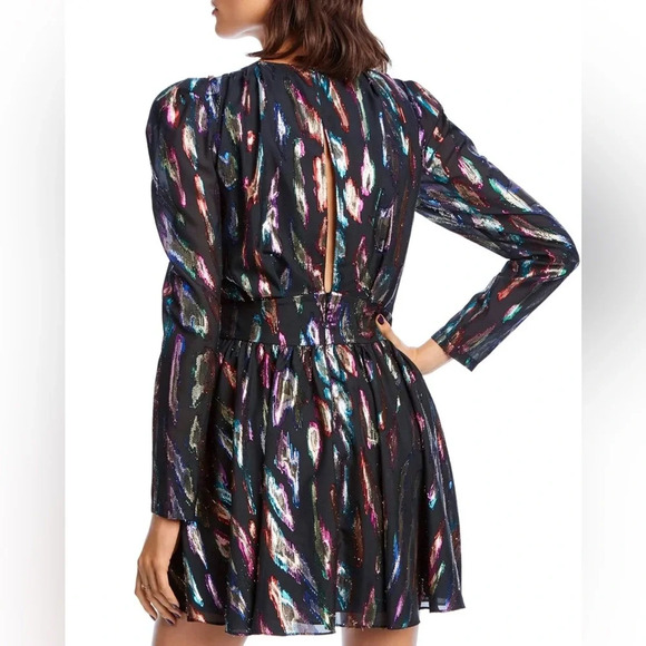 NWT LINI Gemma Puff Sleeve Metallic Rainbow Dress Size Small - Picture 2 of 13